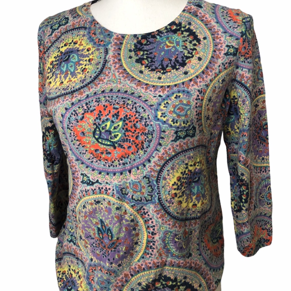 Talbots Fun And Colorful Patterned Top - image 2